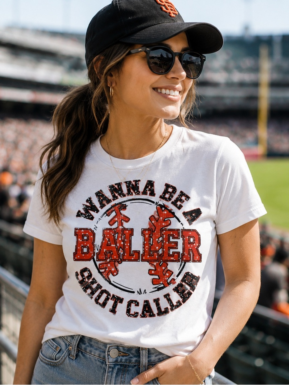 Graphic Tee with Baseball Design